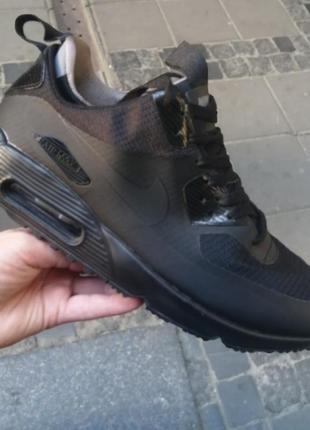 Кроссовки зимние nike air max 90 mid winter black термоносок зима.1 фото