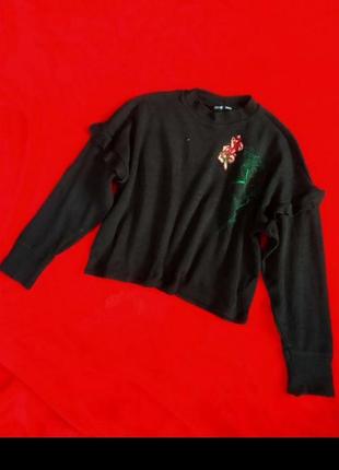 Кофта кофточка свитер джемпер реглан пуловер с вышивкой zara