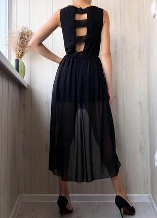 Красивое серное ассиметричное шифоновое платье с красивой спинкой 1+1=35 фото