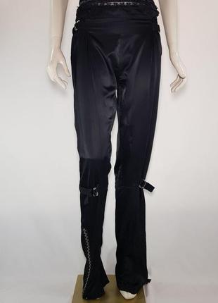 Оригінальні атласні штани "made in italy" чорні з декором (італія).3 фото