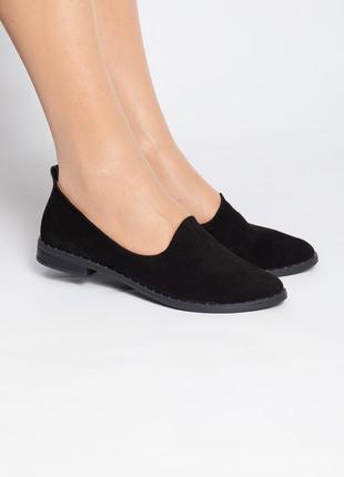 Черные базовые велюровые туфли балетки 37 размера5 фото