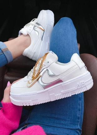 Nike air force pixel white, женские белые кроссовки найк