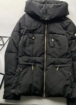 🧥крутая демисезонная чёрная куртка дутик объёмное горло/куртка с хомутом/объёмным горлом🧥1 фото