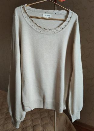 Бежевый трикотаж soup пышный рукав