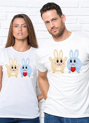 Парные футболки с принтом "зайчики с сердечком" push it