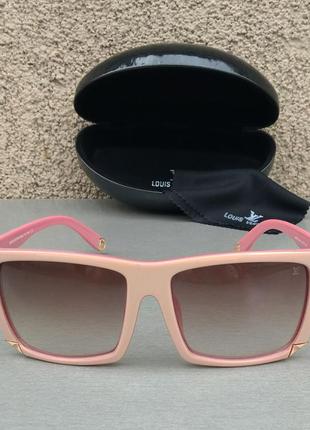 Брендовые очки женские солнцезащитные бежево розовые стильные с градиентом
