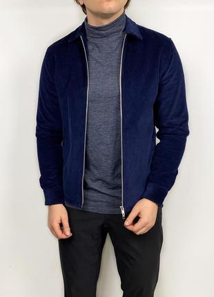 Topman velvet overshirt in navy овершот