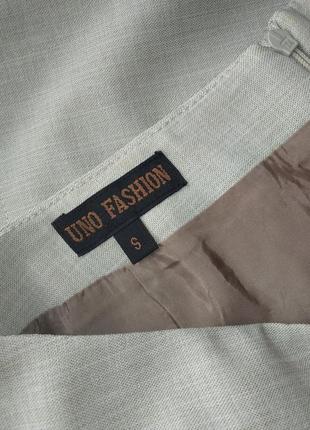 Коротка бежева спідниця з розпіркою в корейському стилі, мини юбка uno fashion, s3 фото