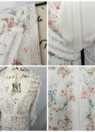 Шикарное нежное шифоновое платье в стиле бохо h&m сукня бохо принт цветы6 фото