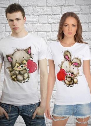 Парні футболки з принтом "звірі з сердечками" push it