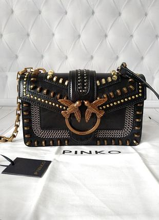 Сумка черная шипы кожаная в стиле pinko💎