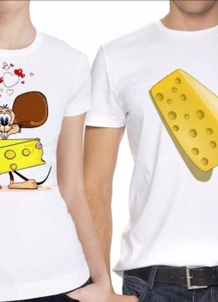 Парные футболки с принтом "мышь и кусок сыра" push it1 фото