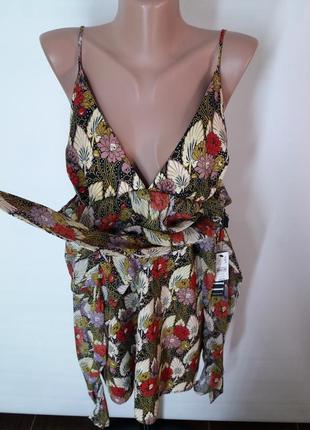 Оригинальное яркое платье из шифона в цветочном принтринте от бренда top shop2 фото