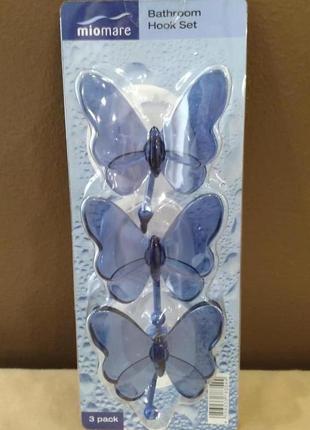 Набор из 3 крючков бабочка для ванной miomare.1 фото