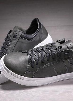 Кроссовки кеды мужские кожаные tommy hilfiger grey sneaker