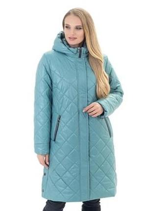 Стильная демисезонная удлинённая куртка с капюшоном, размер 62.