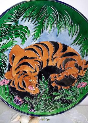 Настенная тарелка тигр
