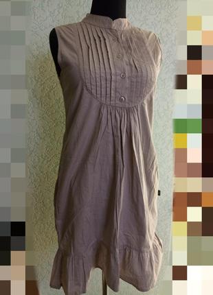 Класснон бежевое платье португалия хлопок gaby pink снизу рюши винтажное сафари