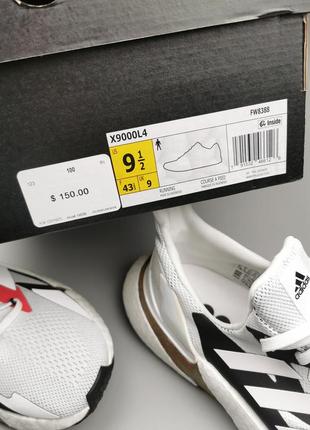 Кроссовки оригинал adidas x9000l4 boost white/black fw8388 рефлективные9 фото