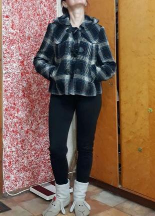 Пальто , клетка+капюшон