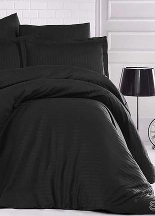Постільна білизна страйп-сатин чорне