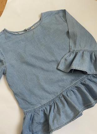 Хлопковая  блуза под джинс с воланами6 фото