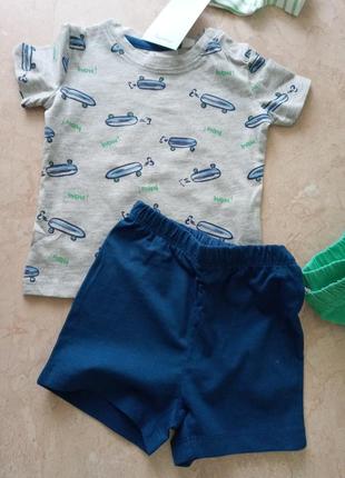 Футболка и шорты на малыша, два комплекта, рост 62/68+, "impidimpi", нитевичка7 фото