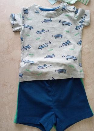 Футболка и шорты на малыша, два комплекта, рост 62/68+, "impidimpi", нитевичка8 фото