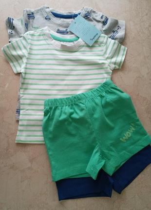 Футболка и шорты на малыша, два комплекта, рост 62/68+, "impidimpi", нитевичка2 фото