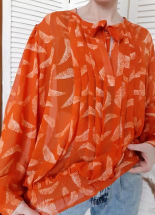 Терракотовая блузка с объемными рукавами6 фото