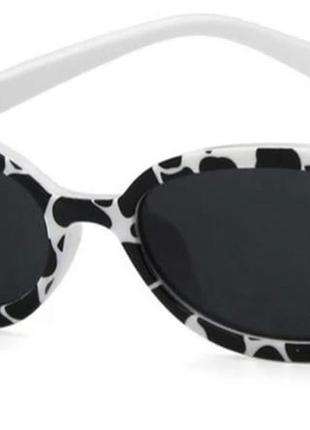 Солнцезащитные очки в овальной оправе, черно-белые, ретро, винтаж.5 фото