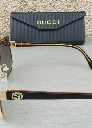 Gucci очки мужские солнцезащитные стильные коричневые в золоте поляризированые4 фото