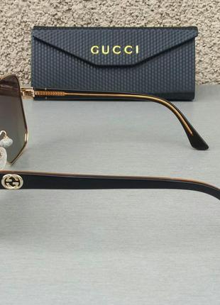 Gucci очки мужские солнцезащитные стильные коричневые в золоте поляризированые3 фото