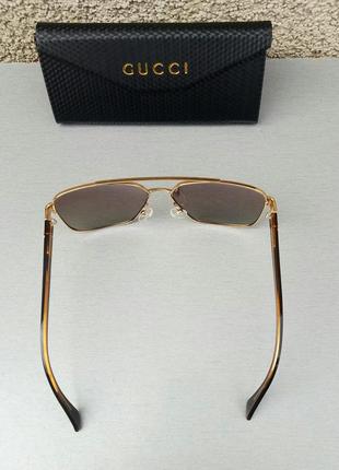 Gucci очки мужские солнцезащитные стильные коричневые в золоте поляризированые5 фото