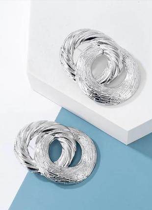 Сережки під срібло. мінімалізм.  сережки под серебро. минимализм1 фото