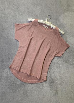 Нарядная футболка блуза с вырезами на плечах next цвет пудровый1 фото