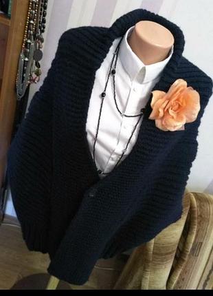 Вязаный ассиметричный кейп, кардиган, свитер, кофта, шерсть от raw