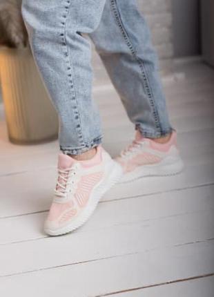 Стильные кроссовки розового цвета эко-кожа+сетка5 фото