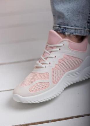 Стильные кроссовки розового цвета эко-кожа+сетка4 фото