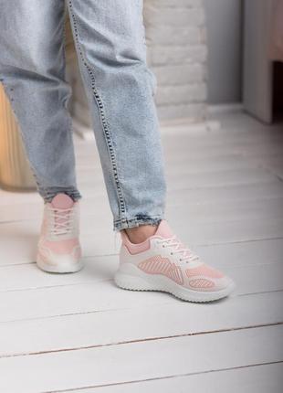Стильные кроссовки розового цвета эко-кожа+сетка2 фото