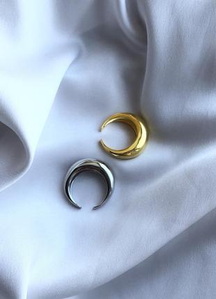 Тренд кольцо серебро золото, стильные дутые кольца3 фото