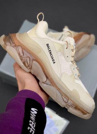 В стиле balenciaga triple s clear sole cream gold кроссовки баленсиага кросівки чоловічі