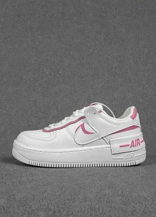 Женские кроссовки nike air force 1 shadow белые с сиреневым качество топ