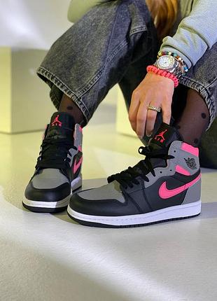 Nike air jordan 1 grey pink, кросівки джордан жіночі найк, кроссовки женские джордан 1 высокие, кросівки найк джордан жіночі