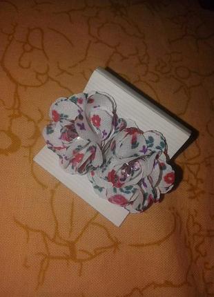 Серьги цветочки с ткани