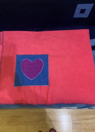 Плед розовый с сердцем тёплый стильный классный