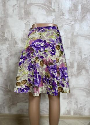 Мини юбка в цветочный прит,фисташковая юбка,фиолетовая юбка(09)3 фото