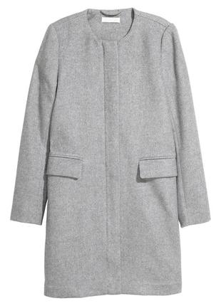 Пальто шерсть бленд h&m 34 серый меланж 5111906rp11