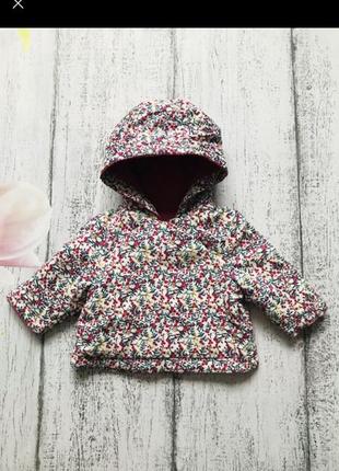 Крутая куртка с капюшоном на кнопках в цветы mothercare 0-3мес