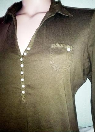 Новый брендовый коттоновый лонгслив,поло,52-54р.,marks&spenser,пог-58-66см